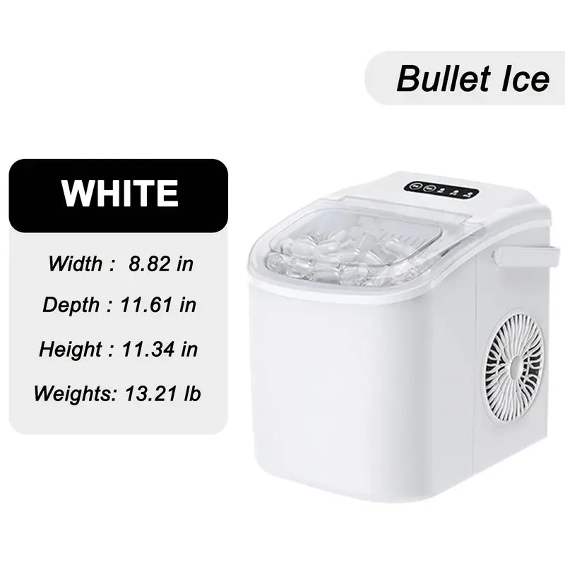 LBC 26lb/24h Desktop Ice Maker with Handle - 9 Ice Cubes in 6 Minutes, Automatic Cleaning, Portable Design, Includes Basket & Scoop, 110-120V, US Plug, Compact for Home,
