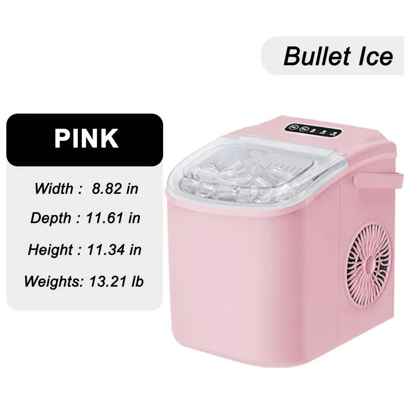 LBC 26lb/24h Desktop Ice Maker with Handle - 9 Ice Cubes in 6 Minutes, Automatic Cleaning, Portable Design, Includes Basket & Scoop, 110-120V, US Plug, Compact for Home,