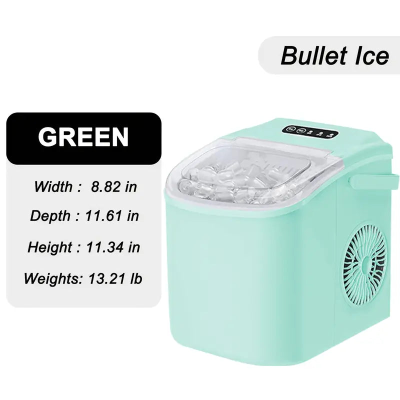 LBC 26lb/24h Desktop Ice Maker with Handle - 9 Ice Cubes in 6 Minutes, Automatic Cleaning, Portable Design, Includes Basket & Scoop, 110-120V, US Plug, Compact for Home,