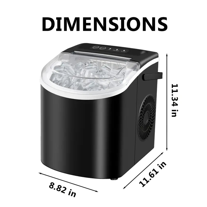 LBC 26lb/24h Desktop Ice Maker with Handle - 9 Ice Cubes in 6 Minutes, Automatic Cleaning, Portable Design, Includes Basket & Scoop, 110-120V, US Plug, Compact for Home,